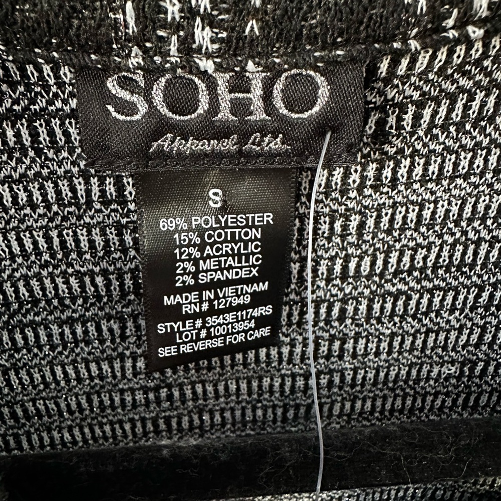 🖤🤍 NWT Soho Black & White Plaid Tweed Jacket Small - Picture 2 of 7